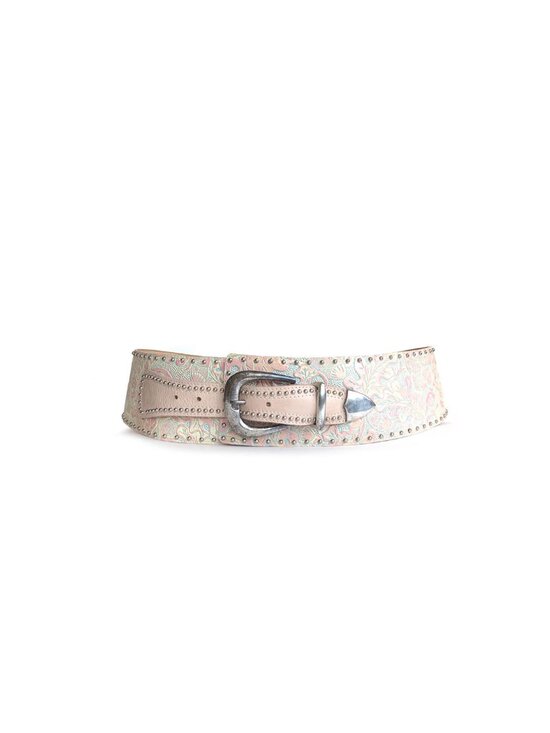 Vintage Western Wide Belt Abel Buckle Tooled Leather Belt